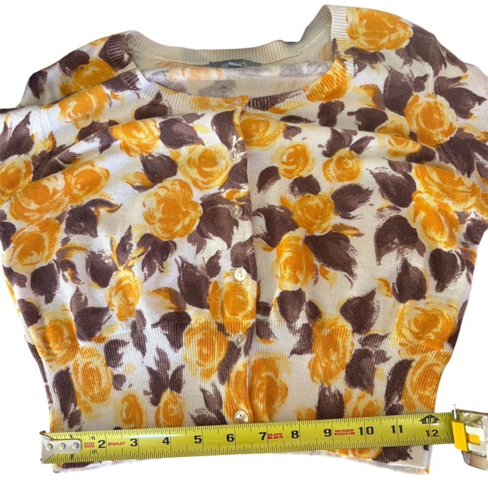 RARE dELiA*s Jolene Watercolor Yellow Brown Roses Cardigan - Sookie Stackhouse - Picture 8 of 9